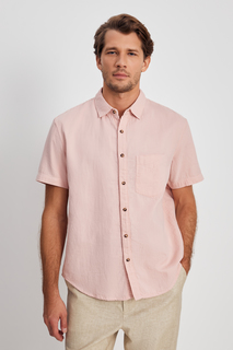Рубашка мужская Finn Flare FSE21058 розовая 2XL