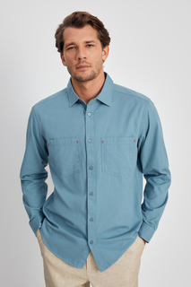 Рубашка мужская Finn Flare FSC21045 голубая 5XL