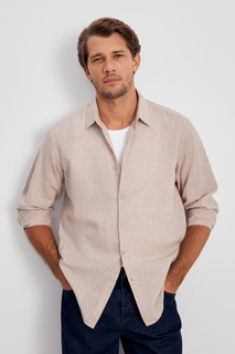 Рубашка мужская Finn Flare FSE21026 бежевая M