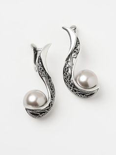 Серьги из латуни SHINE & BEAUTY 34611618Кс, жемчуг искусственный