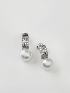 Серьги из латуни SHINE & BEAUTY 81955-7, жемчуг искусственный/кристалл
