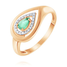 Кольцо из золота р. 17 ADAMAS 14041317/01-А50Д-433, бриллиант/изумруд АДАМАС