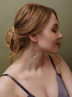 Серьги продевки из латуни SHINE & BEAUTY S00021, жемчуг искусственный