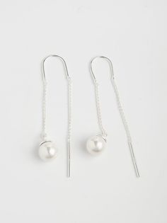 Серьги продевки из латуни SHINE & BEAUTY 3361903сК, жемчуг искусственный