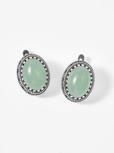 Серьги из латуни SHINE & BEAUTY 3437096-7, нефрит