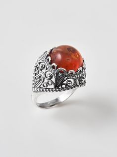 Кольцо из латуни р.18 SHINE & BEAUTY 24310920я, янтарь