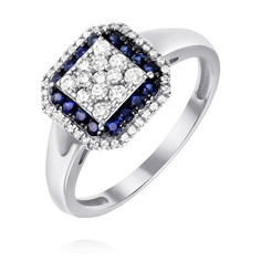 Кольцо из золота р. 17,5 ADAMAS 14041156/01-А51ДЧ-432, бриллиант/сапфир АДАМАС