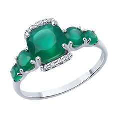 Кольцо из серебра р. 16,5 SOKOLOV 92014507, фианит\агат