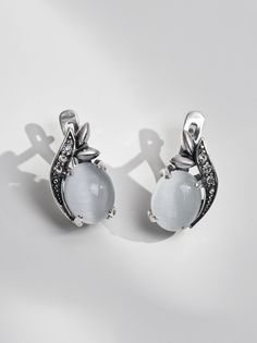 Серьги из латуни SHINE & BEAUTY 3437526С, кошачий глаз/стекло ювелирное
