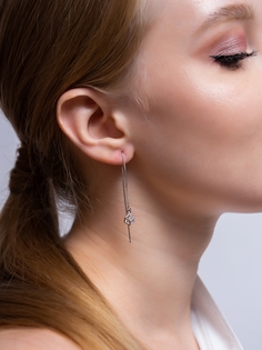 Серьги продевки из латуни SHINE & BEAUTY 75904-9, кристалл