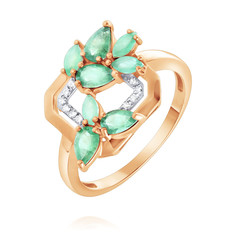 Кольцо из золота р. 19 ADAMAS 14041313/01-А50Д-433, бриллиант/изумруд АДАМАС