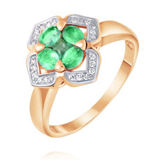 Кольцо из золота р. 19,5 ADAMAS 14041316/01-А50Д-433, бриллиант/изумруд АДАМАС