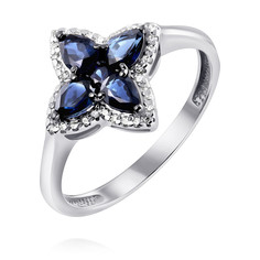 Кольцо из золота р. 17 ADAMAS 14041315/01-А51ДЧ-432, бриллиант/сапфир АДАМАС