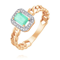Кольцо из золота р. 19 ADAMAS 14041329/01-А55Д-433, бриллиант/изумруд АДАМАС