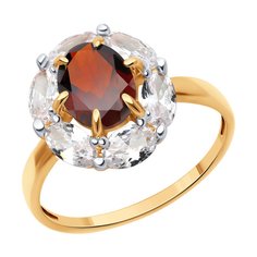 Кольцо из красного золота р. 17,5 Diamant 51-310-02291-2, фианит\гранат