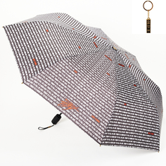Комплект брелок+зонт складной женский автоматический Flioraj 16025 FJ черный