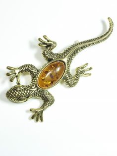 Брошь из латуни T&Z_Mineral 400/12, янтарь