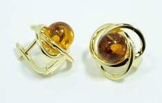 Серьги из бижутерного сплава T&Z_Mineral 300D_2, янтарь