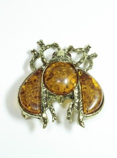 Брошь из латуни T&Z_Mineral 400/6, янтарь