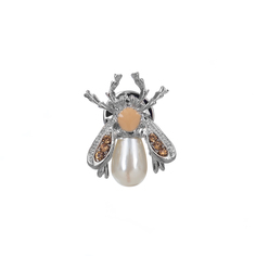 Брошь из бижутерного сплава Moon Paris ML-24.03-040, бусины/кристаллы