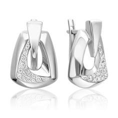 Серьги из серебра PLATINA jewelry 02-5058, фианит