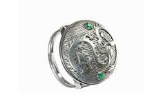 Кольцо из серебра р.18 Diviy Власть стихии земли, изумруд искусственный