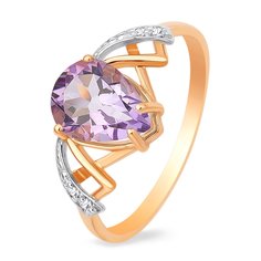 Кольцо из красного золота р. 18,5 585Gold 201011307, аметист/фианит