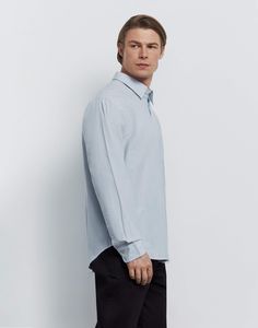 Рубашка мужская Gloria Jeans BWT001660 белый/голубой S/182