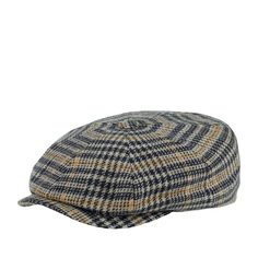 Кепка восьмиклинка унисекс Stetson 6840321 HATTERAS WOOL CHECK бежевая / синяя, р. 61