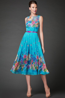 Платье женское Арт-Деко P-818 голубое 50 RU