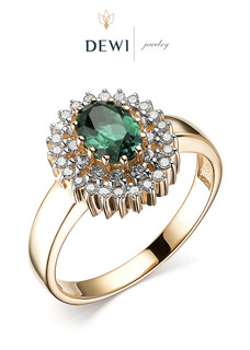 Кольцо из золота р.20,5 Dewi 212010002, изумруд/бриллиант