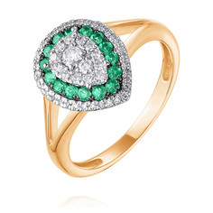 Кольцо из красного золота р. 18,5 ADAMAS 14041155/01-А50ДЧ-433, изумруд/бриллиант АДАМАС