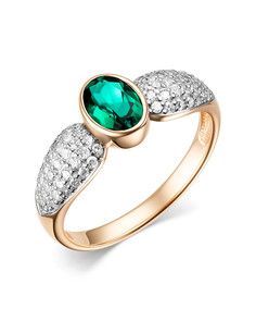 Кольцо из золота р.18 Dewi 212010083, изумруд/бриллиант