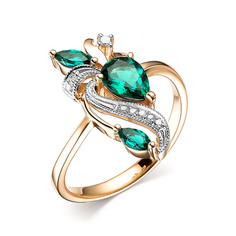 Кольцо из золота р.18,5 Dewi 212010013, изумруд/бриллиант