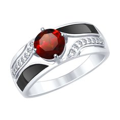 Кольцо из серебра р. 21 SOKOLOV 92011495, фианит/эмаль/гранат