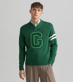 Пуловер мужской GANT 8040123 зеленый S