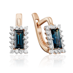Серьги из золота PLATINA jewelry 02-0904, сапфир/бриллиант