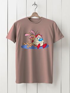 Футболка унисекс HYPNOTICA МУльильм Рен и Стимпи - 1177 розовая 3XL