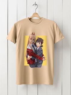 Футболка унисекс HYPNOTICA Аниме Chainsaw Man - 1172 бежевая 2XL