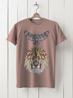 Футболка унисекс HYPNOTICA Лев - 1181 розовая 3XL