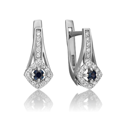 Серьги из золота PLATINA jewelry 02-0882, сапфир/бриллиант