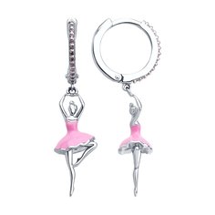 Серьги из серебра SOKOLOV 94026811, фианит/эмаль