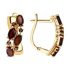 Серьги из желтого золота SOKOLOV 725874, гранат