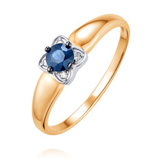 Кольцо из красного золота р. 17,5 ADAMAS 14041510/01-А50ДЧ-432, сапфир/бриллиант АДАМАС