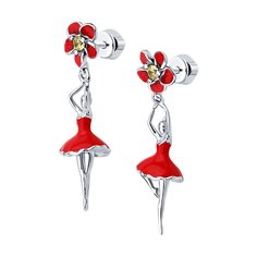 Серьги из серебра SOKOLOV 94026832, фианит/эмаль