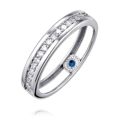 Кольцо из белого золота р. 17 ADAMAS 14041642/01-А51Д-432, сапфир/бриллиант АДАМАС