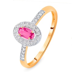 Кольцо из красного золота р. 17 585Gold 4300132958, рубин искусственный/бриллиант