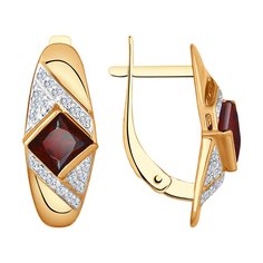 Серьги из красного золота SOKOLOV 724844, фианит\гранат