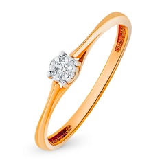 Кольцо из красного золота р. 18,5 585Gold 101014030, бриллиант