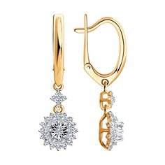 Серьги подвески из комбинированного золота SOKOLOV 1021538, бриллиант